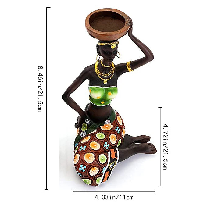 Resin Statue Sculptures For Home Decor House Decoration Living Room Candle Holder Mold Table Desk Black African Candlestick