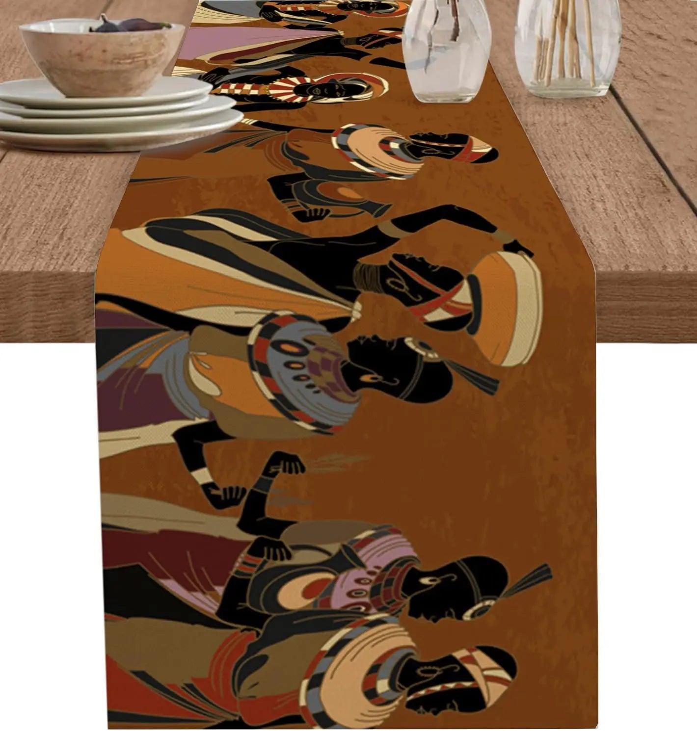 African Woman Linen Table Runners Dresser Scarves Table Decor Southwest Egyptian Girl Dining Table Runners Party Decorations