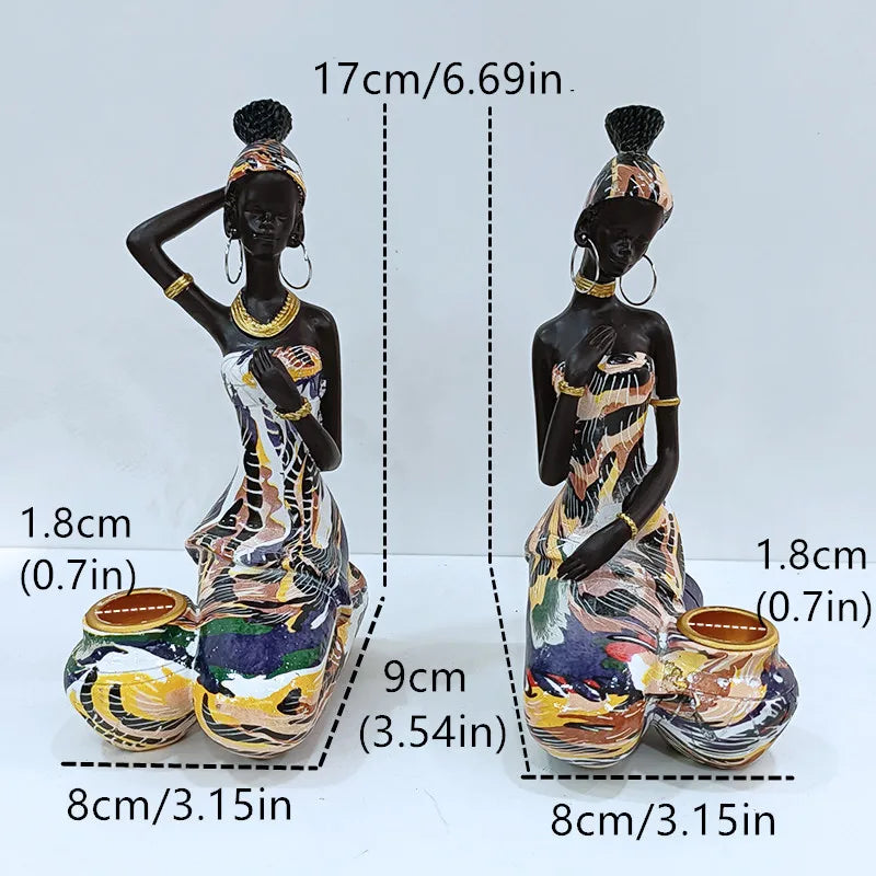 Candle Holder Candlesticks For Candles Resin Candleholder Statue Sculptures Dining Table Decorations Living Room African Women