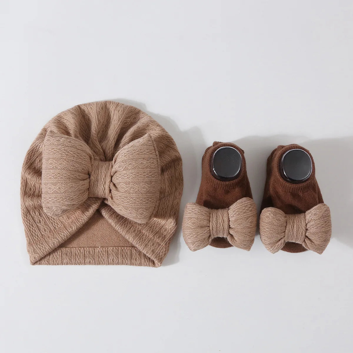 Baby Girls Hat + Socks Set 0-12M Cute Toddler Princess Socks Cotton Filled Infant Bows Cap Turban for Kids Newborn Accessories