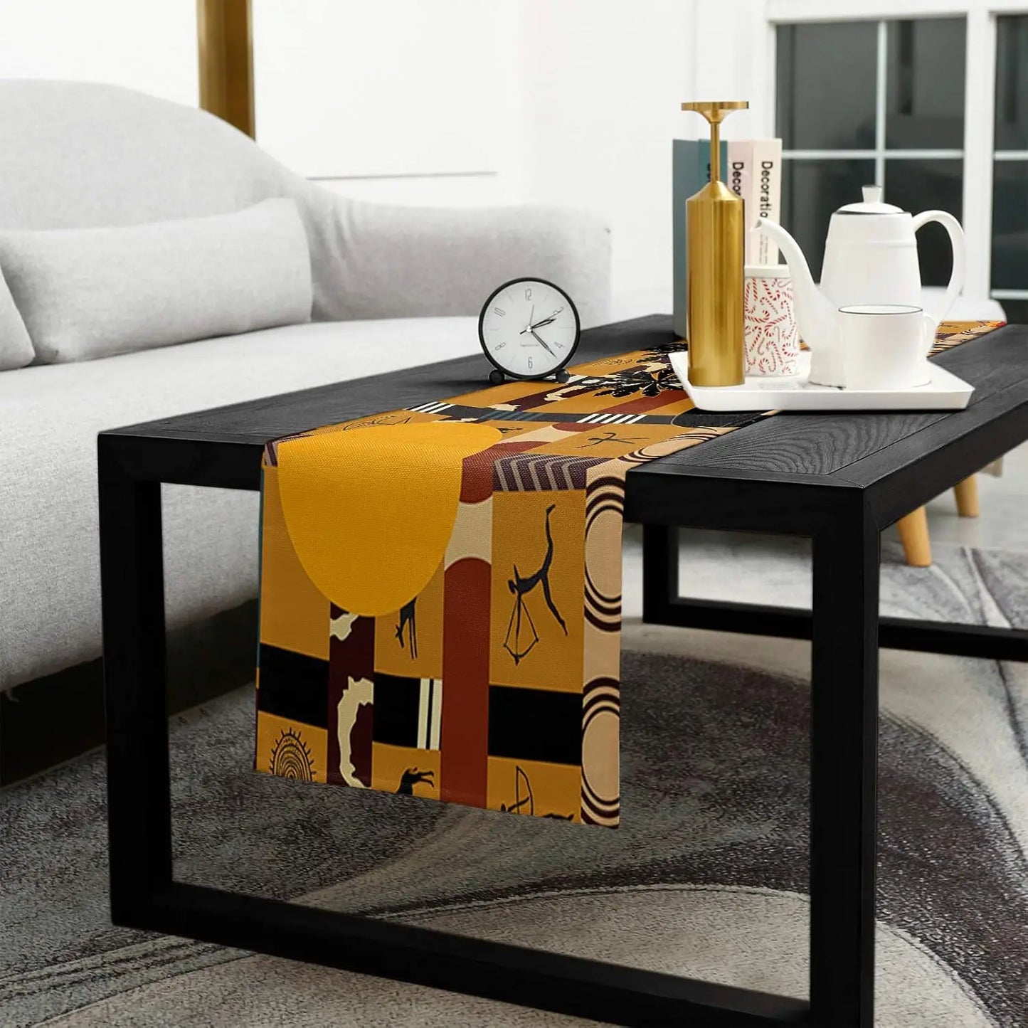 African Black Woman Linen Table Runners Dresser Scarves Decor Elephant Giraffe Kitchen Dining Table Runner Party Decorations