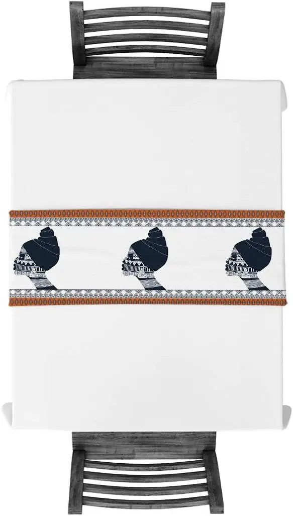 African Women Linen Table Runner Home Decorations Woman Headscarf Tribal Art Folk Style Table Runners Dresser Scarf Table Decor