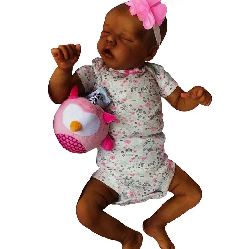 43CM African American Reborn Baby Doll Twin A Finished Newborn Black Girl Premature Baby Collectible Art Doll Best Gift For Kids