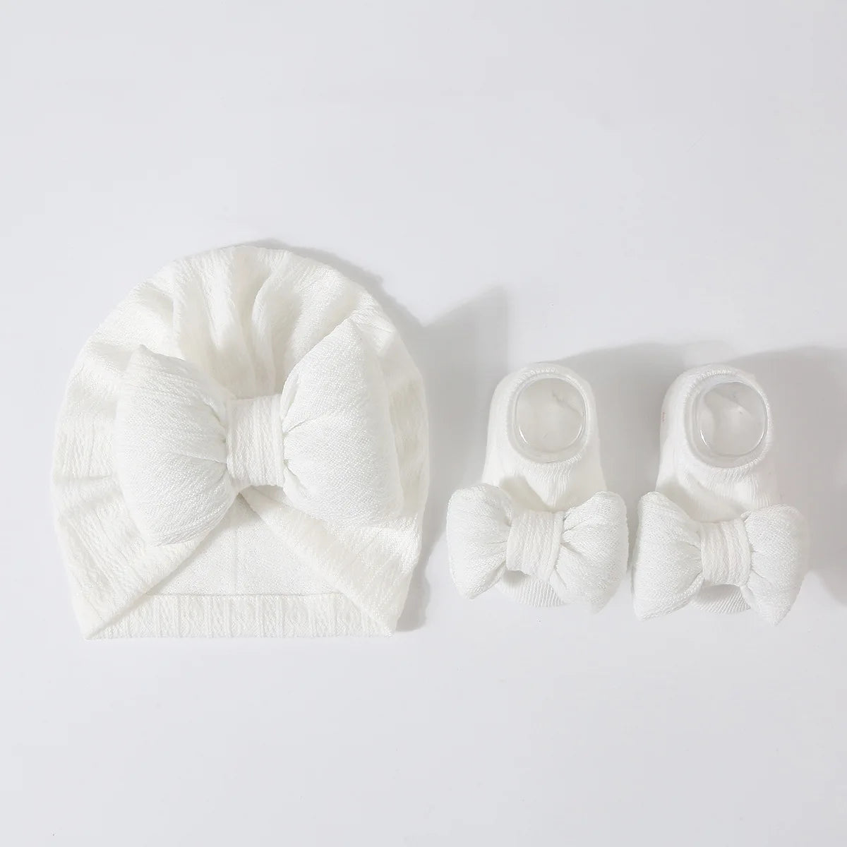 Baby Girls Hat + Socks Set 0-12M Cute Toddler Princess Socks Cotton Filled Infant Bows Cap Turban for Kids Newborn Accessories