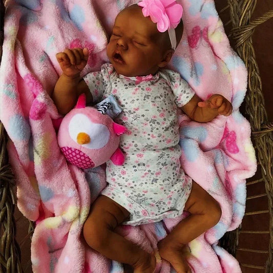 43CM African American Reborn Baby Doll Twin A Finished Newborn Black Girl Premature Baby Collectible Art Doll Best Gift For Kids