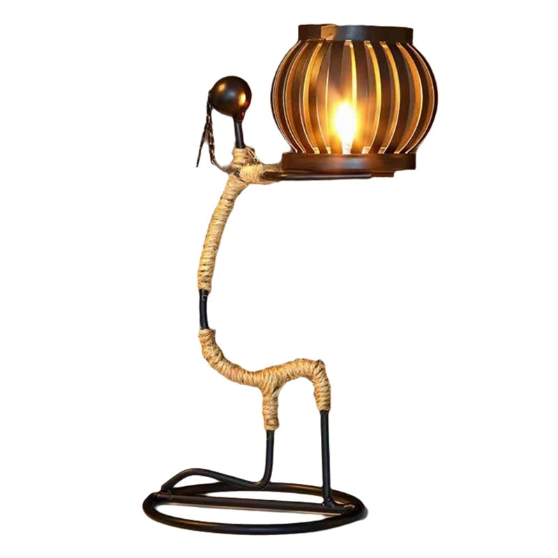 AB08-African Ladies Candle Holder, African Women Iron Candle Holder, Home Bar Table Decoration