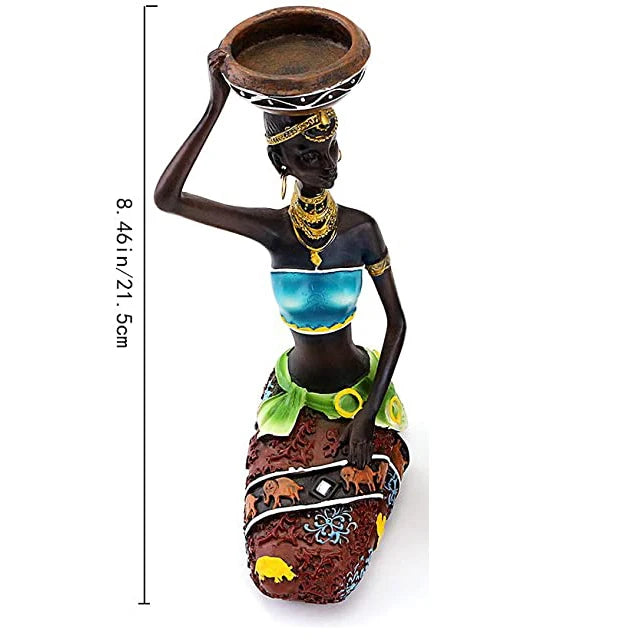 Resin Statue Sculptures For Home Decor House Decoration Living Room Candle Holder Mold Table Desk Black African Candlestick