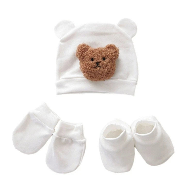 Infant Fashion Accessories Warm Hat Anti-Scratch Gloves Socks Set for Newborns