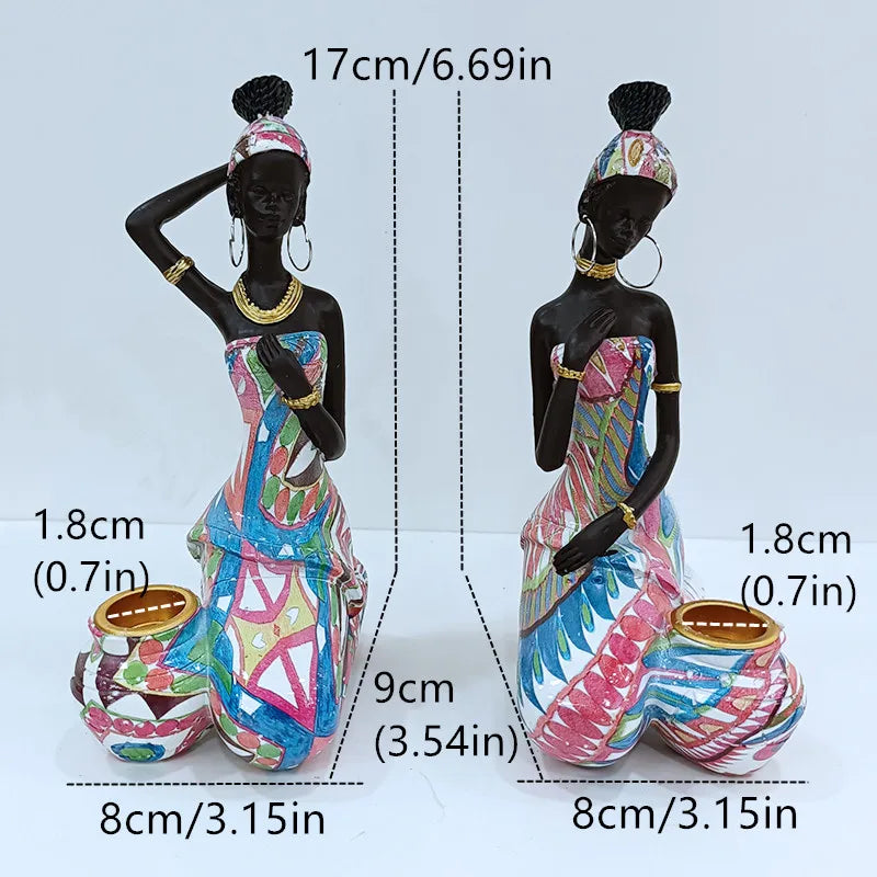 Candle Holder Candlesticks For Candles Resin Candleholder Statue Sculptures Dining Table Decorations Living Room African Women