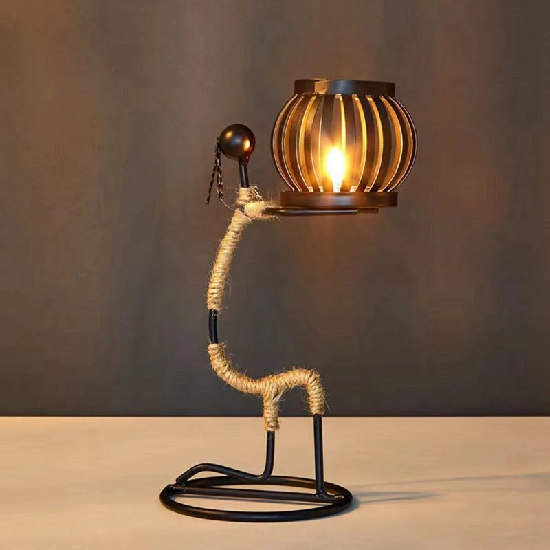 AB08-African Ladies Candle Holder, African Women Iron Candle Holder, Home Bar Table Decoration