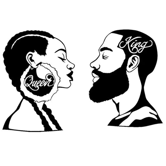 Beautiful African Men and Women Vinyl Wall Decal Queen King Black Man Woman Couple Home Bedroom Decoration Beauty Salon Sticker