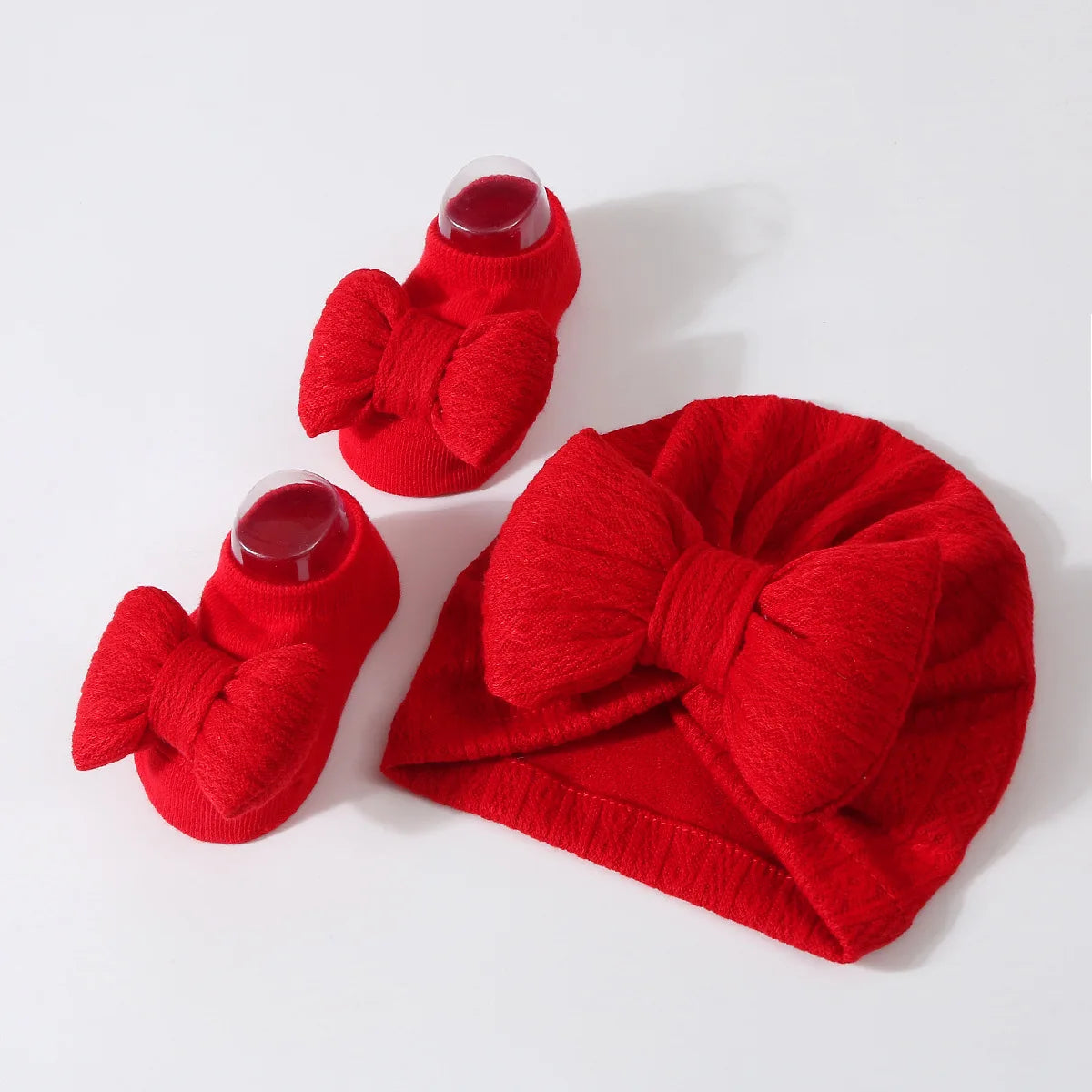 Baby Girls Hat + Socks Set 0-12M Cute Toddler Princess Socks Cotton Filled Infant Bows Cap Turban for Kids Newborn Accessories
