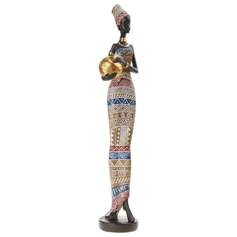 African Sculpture 16.34in Women Tribal Lady Figurine Statue Decor Collectible Art Piece Ornaments Home Office Decoration