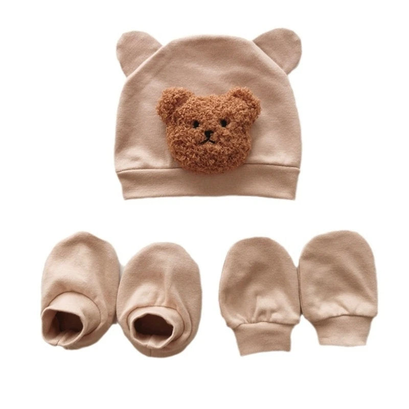 Infant Fashion Accessories Warm Hat Anti-Scratch Gloves Socks Set for Newborns