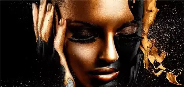 Portrait Black Africa Woman Canvas Painting Wall Art  Africa Woman Golden Lip Canvas Posters and Prints Wall Art Picture Decor