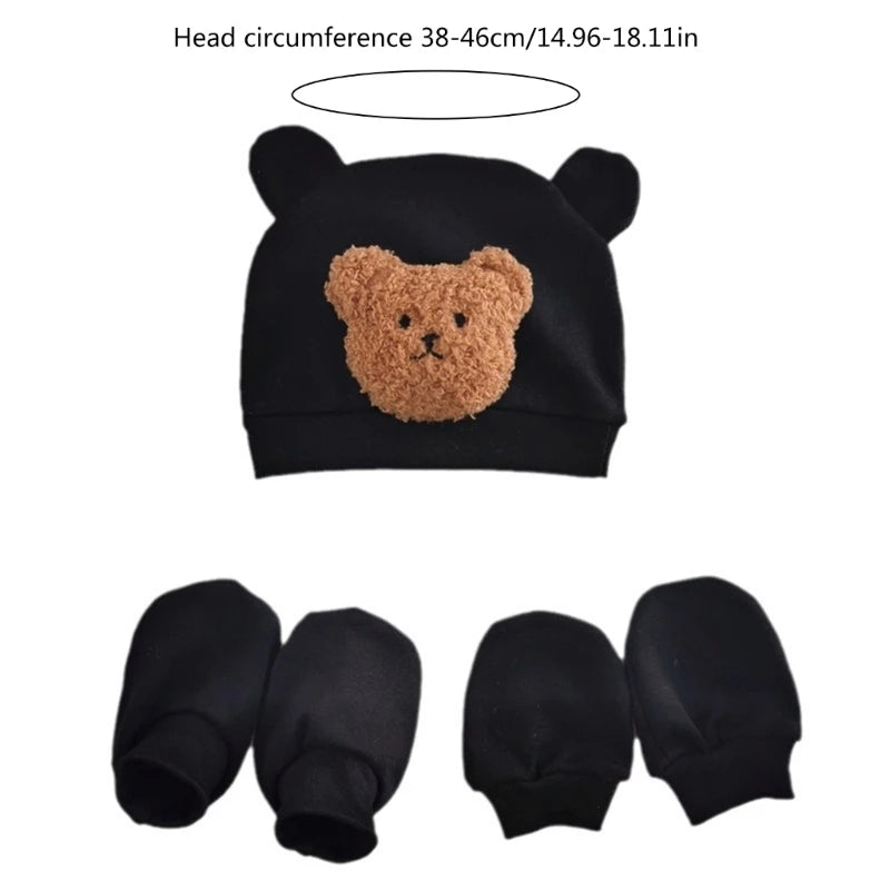 Infant Fashion Accessories Warm Hat Anti-Scratch Gloves Socks Set for Newborns
