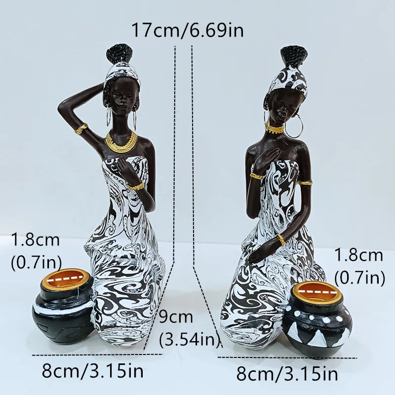 Candle Holder Candlesticks For Candles Resin Candleholder Statue Sculptures Dining Table Decorations Living Room African Women
