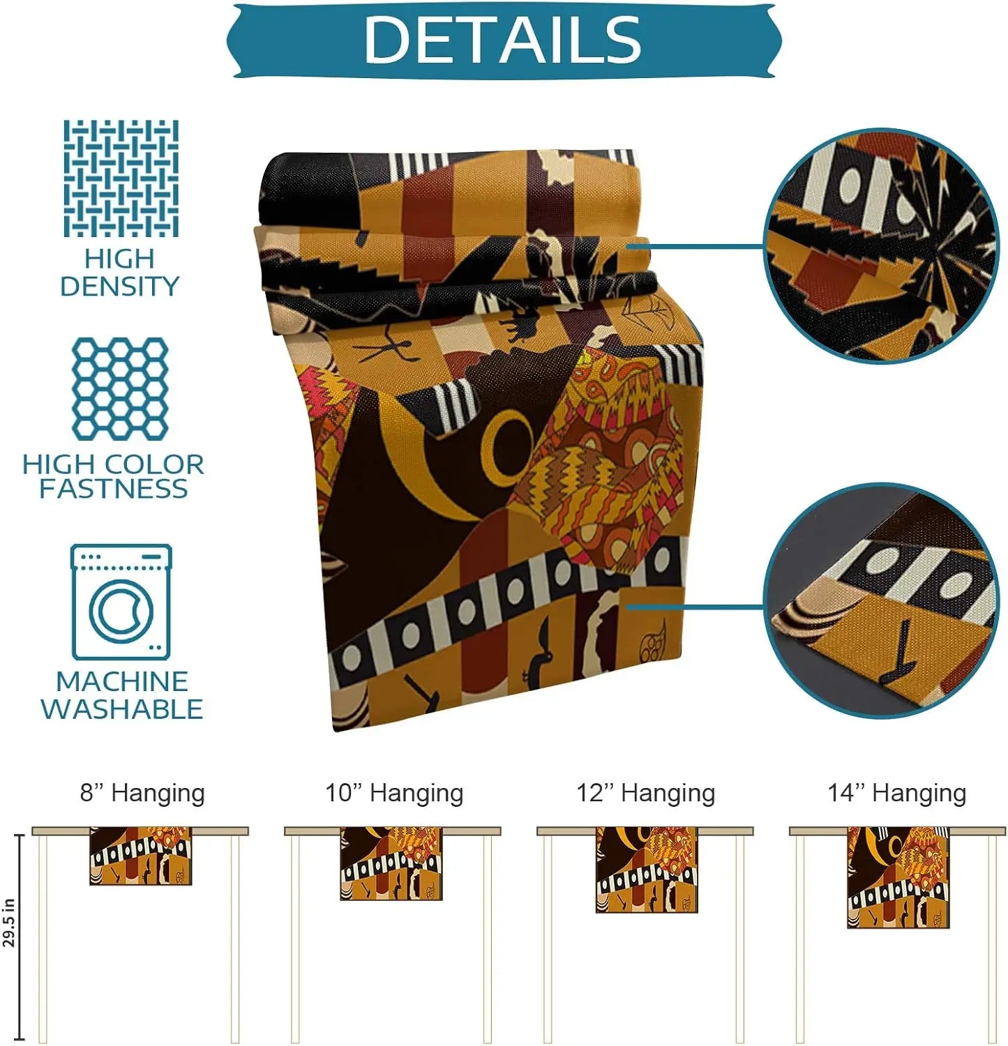 African Black Woman Linen Table Runners Dresser Scarves Decor Elephant Giraffe Kitchen Dining Table Runner Party Decorations