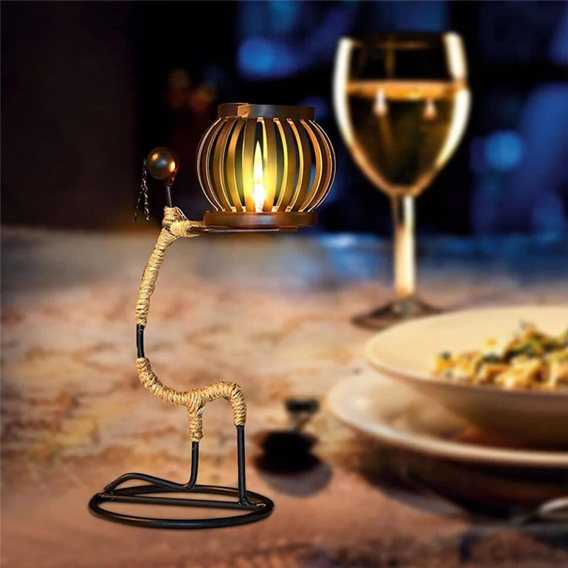 AA50-African Ladies Candle Holder, African Women Iron Candle Holder, Home Bar Table Decoration