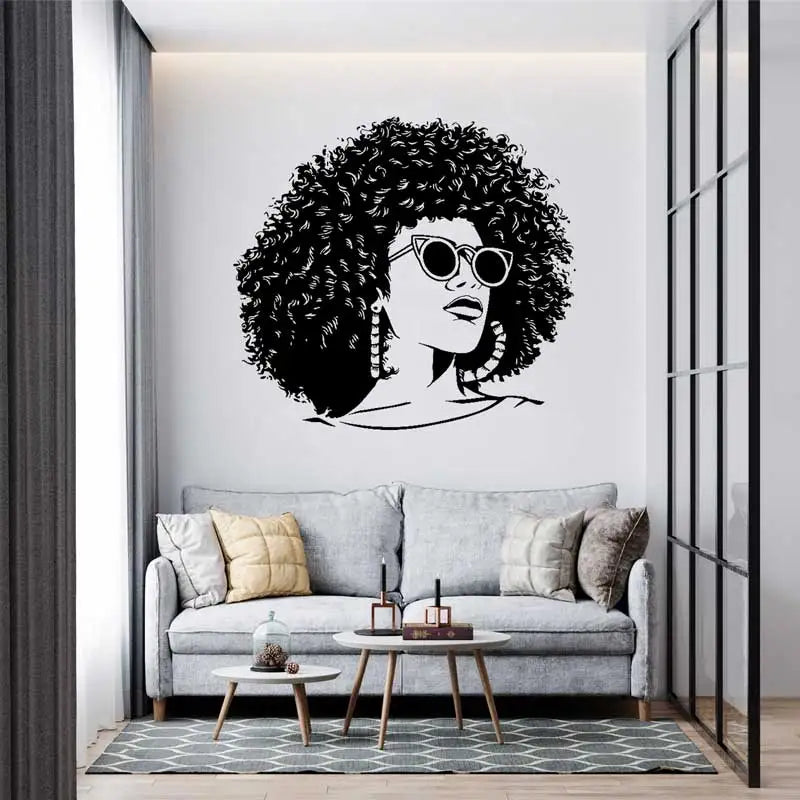 Beautiful African Woman Wall Sticker Modern Confident Stylish Afro American Beauty Salon Spa Home Decor Vinyl Wall Decal Gift 17