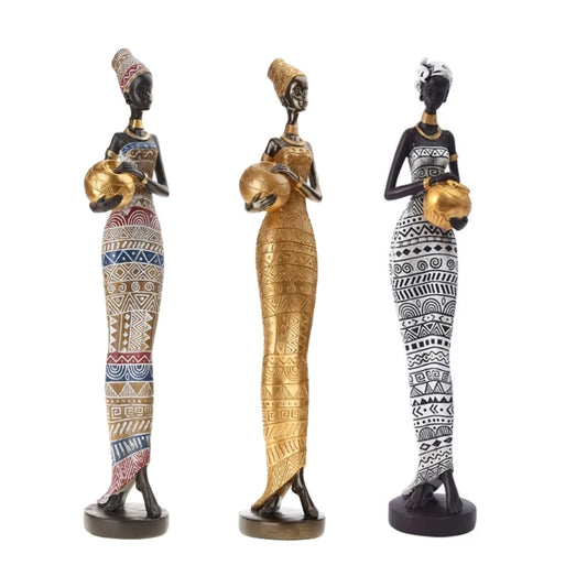 African Sculpture 16.34in Women Tribal Lady Figurine Statue Decor Collectible Art Piece Ornaments Home Office Decoration