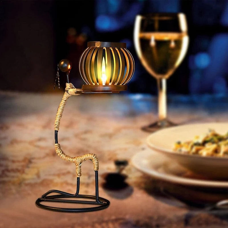 AB08-African Ladies Candle Holder, African Women Iron Candle Holder, Home Bar Table Decoration