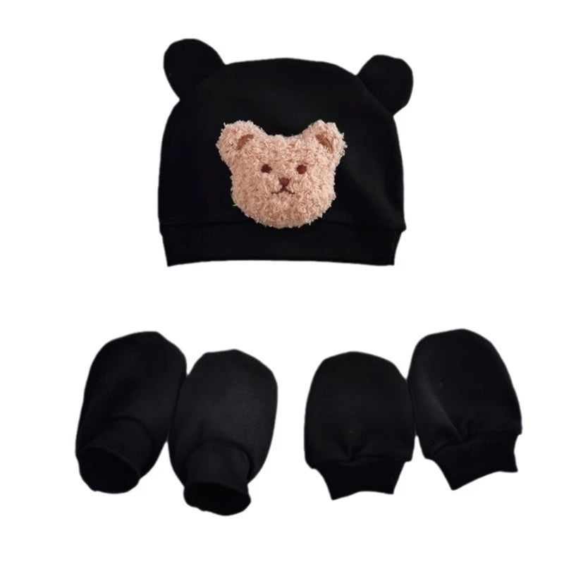 Infant Fashion Accessories Warm Hat Anti-Scratch Gloves Socks Set for Newborns