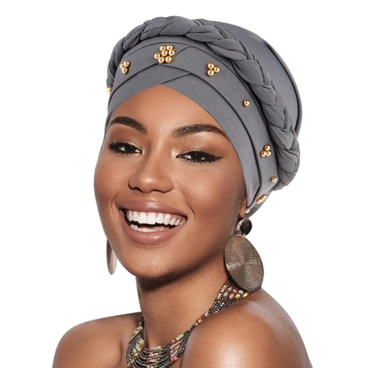 2024 New Pre-Tied Twisted Hijab Turban Hat for Women African Head Scarf Beanie Cancer Chemo Headwear Cap Head Wraps Women