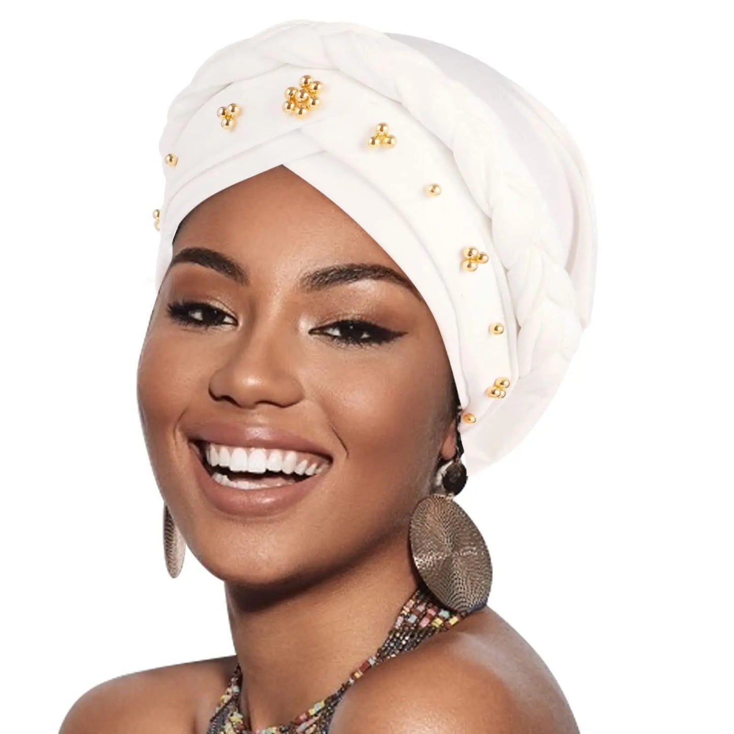 2024 New Pre-Tied Twisted Hijab Turban Hat for Women African Head Scarf Beanie Cancer Chemo Headwear Cap Head Wraps Women