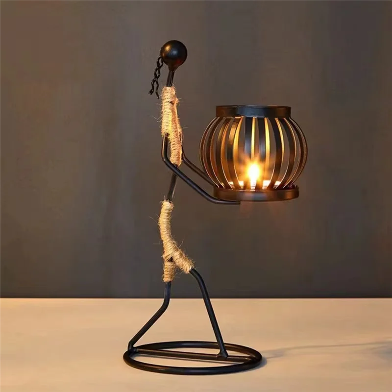 AA50-African Ladies Candle Holder, African Women Iron Candle Holder, Home Bar Table Decoration
