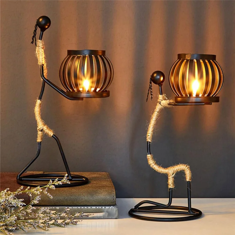 AA50-African Ladies Candle Holder, African Women Iron Candle Holder, Home Bar Table Decoration