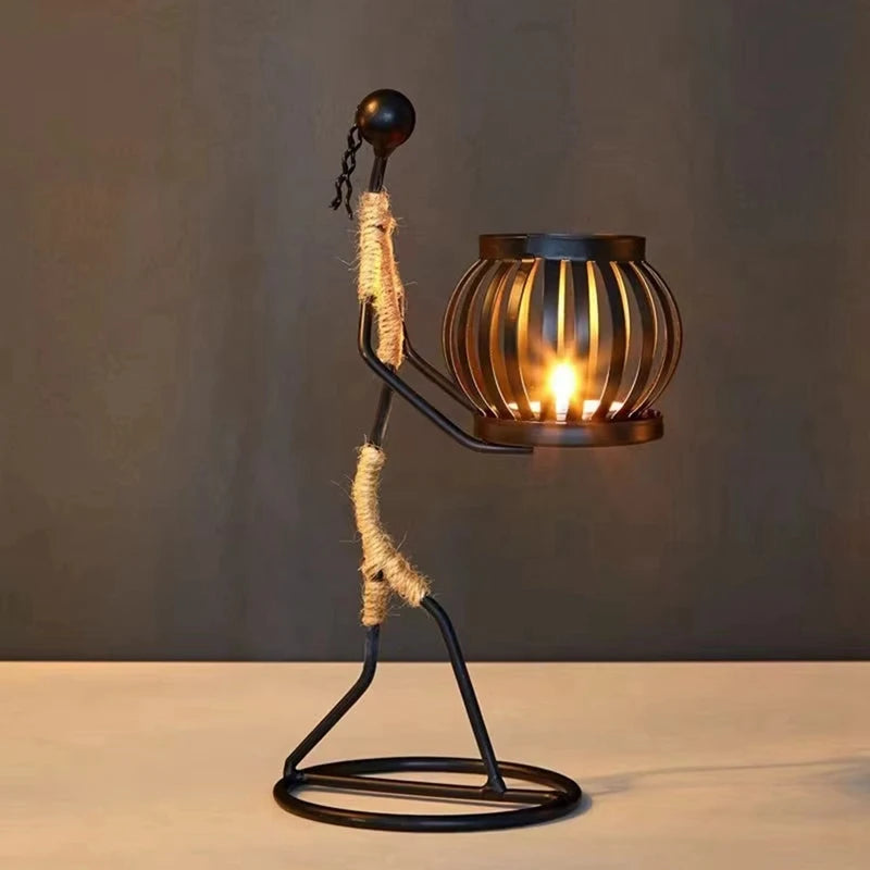 AB08-African Ladies Candle Holder, African Women Iron Candle Holder, Home Bar Table Decoration