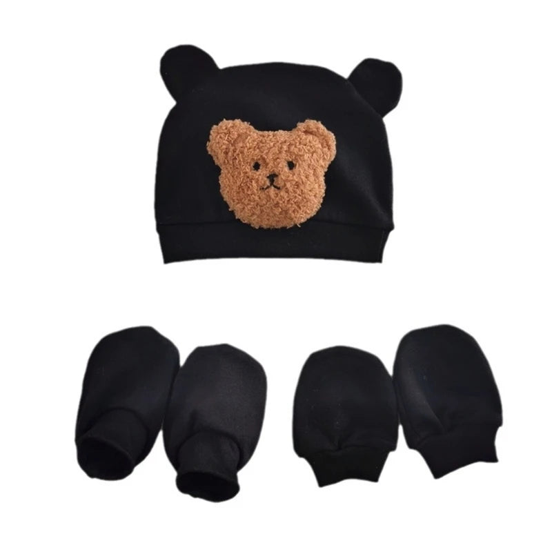 Infant Fashion Accessories Warm Hat Anti-Scratch Gloves Socks Set for Newborns