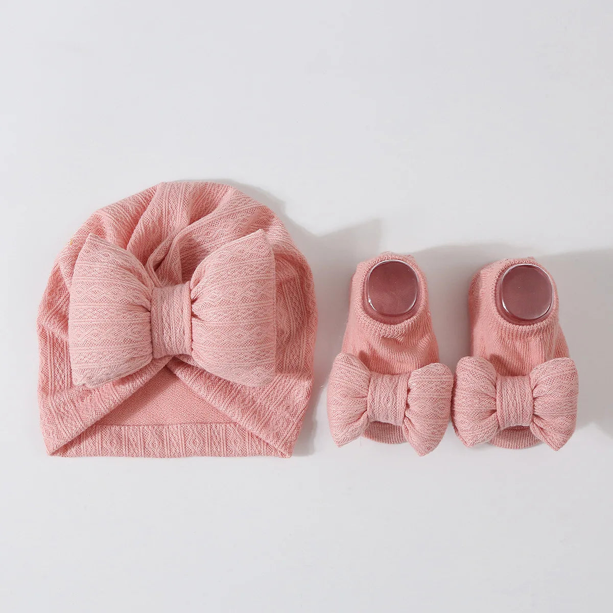 Baby Girls Hat + Socks Set 0-12M Cute Toddler Princess Socks Cotton Filled Infant Bows Cap Turban for Kids Newborn Accessories