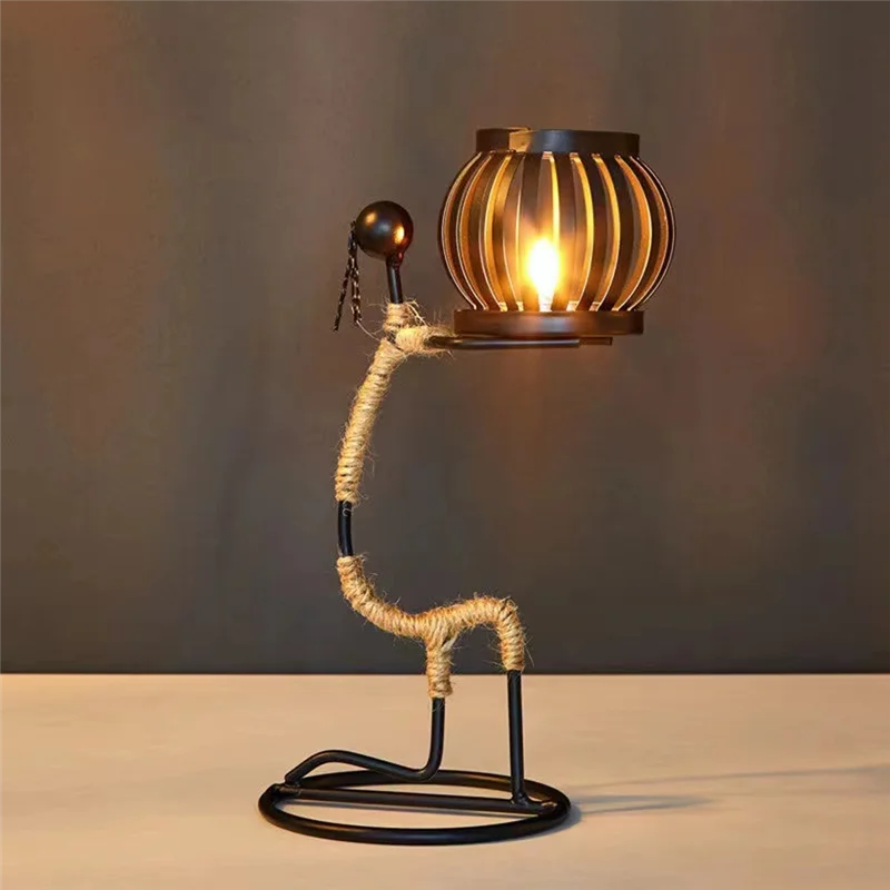 AA50-African Ladies Candle Holder, African Women Iron Candle Holder, Home Bar Table Decoration