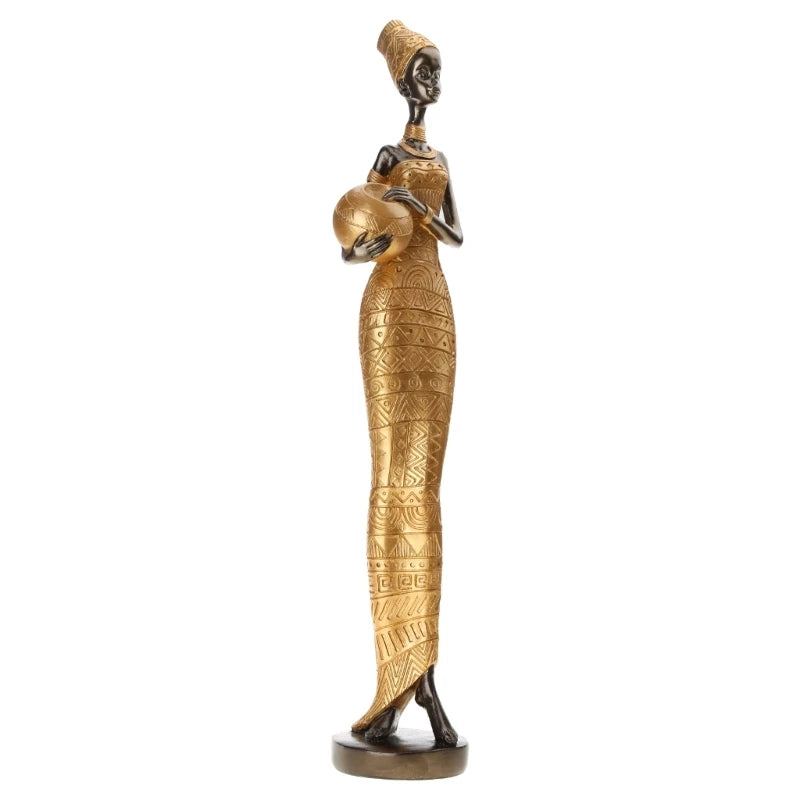African Sculpture 16.34in Women Tribal Lady Figurine Statue Decor Collectible Art Piece Ornaments Home Office Decoration