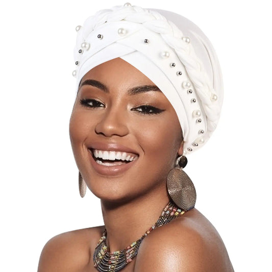 2024 New Pre-Tied Twisted Hijab Turban Hat for Women African Head Scarf Beanie Cancer Chemo Headwear Cap Head Wraps Women