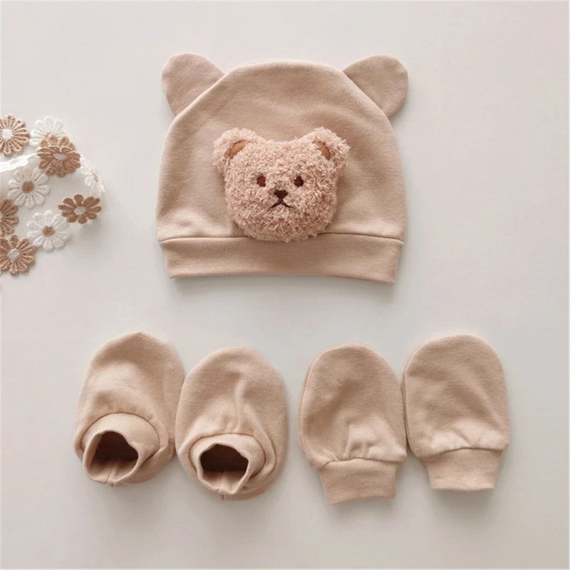 Infant Fashion Accessories Warm Hat Anti-Scratch Gloves Socks Set for Newborns