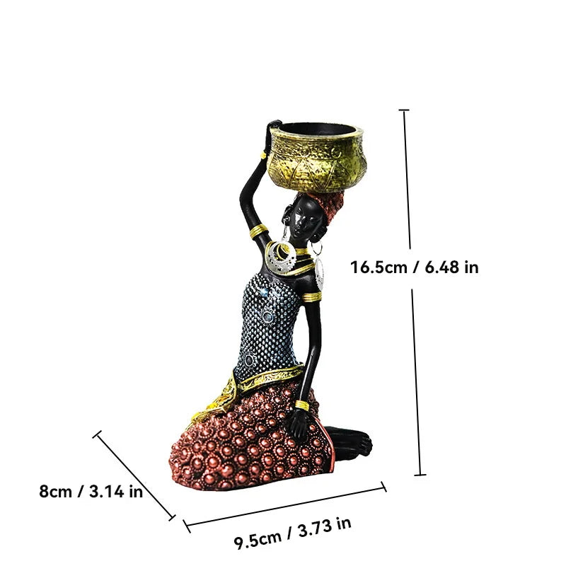 Resin Black tribal art sculptures and figurines African cultural gift Home Living Room Office Table decoration and accessories