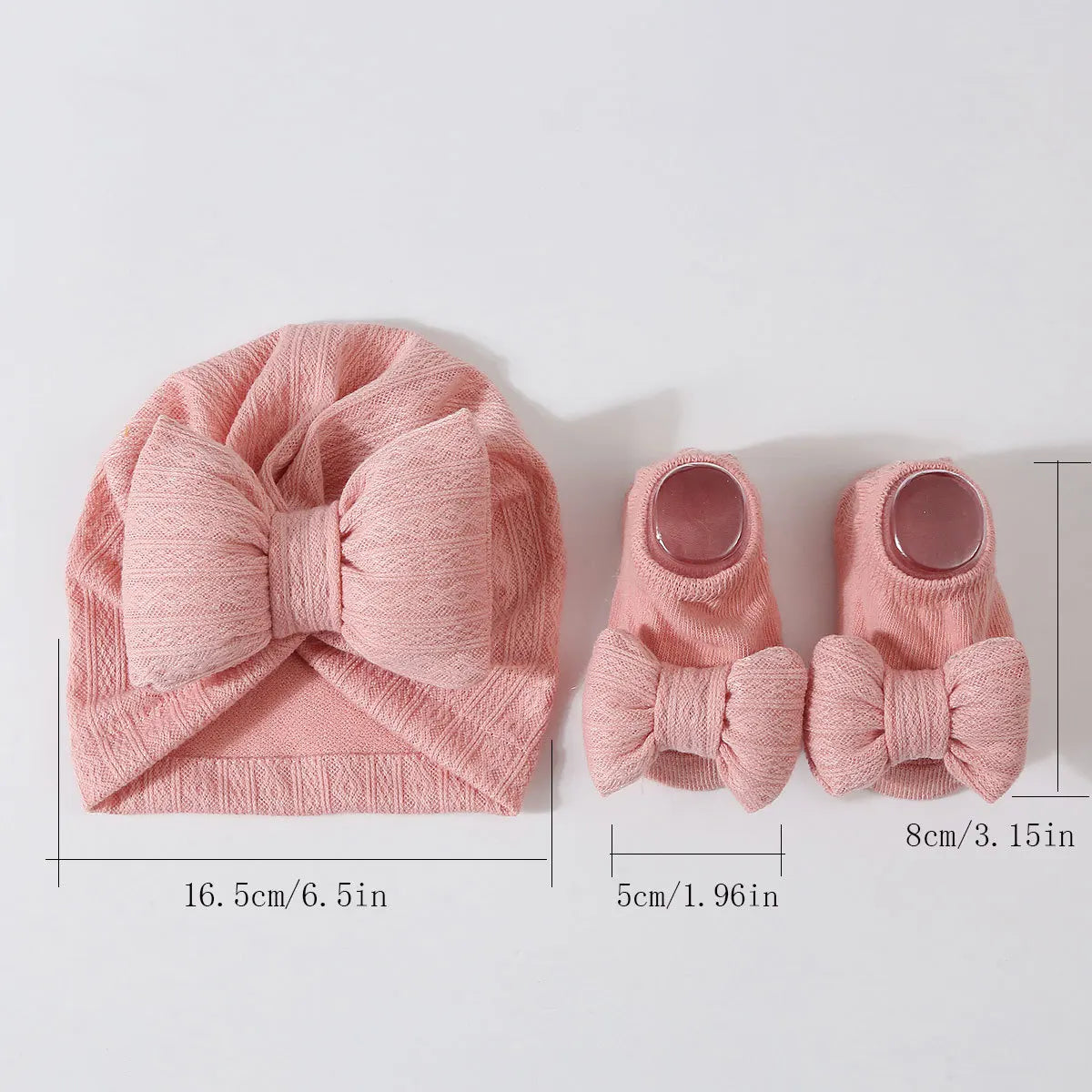 Baby Girls Hat + Socks Set 0-12M Cute Toddler Princess Socks Cotton Filled Infant Bows Cap Turban for Kids Newborn Accessories