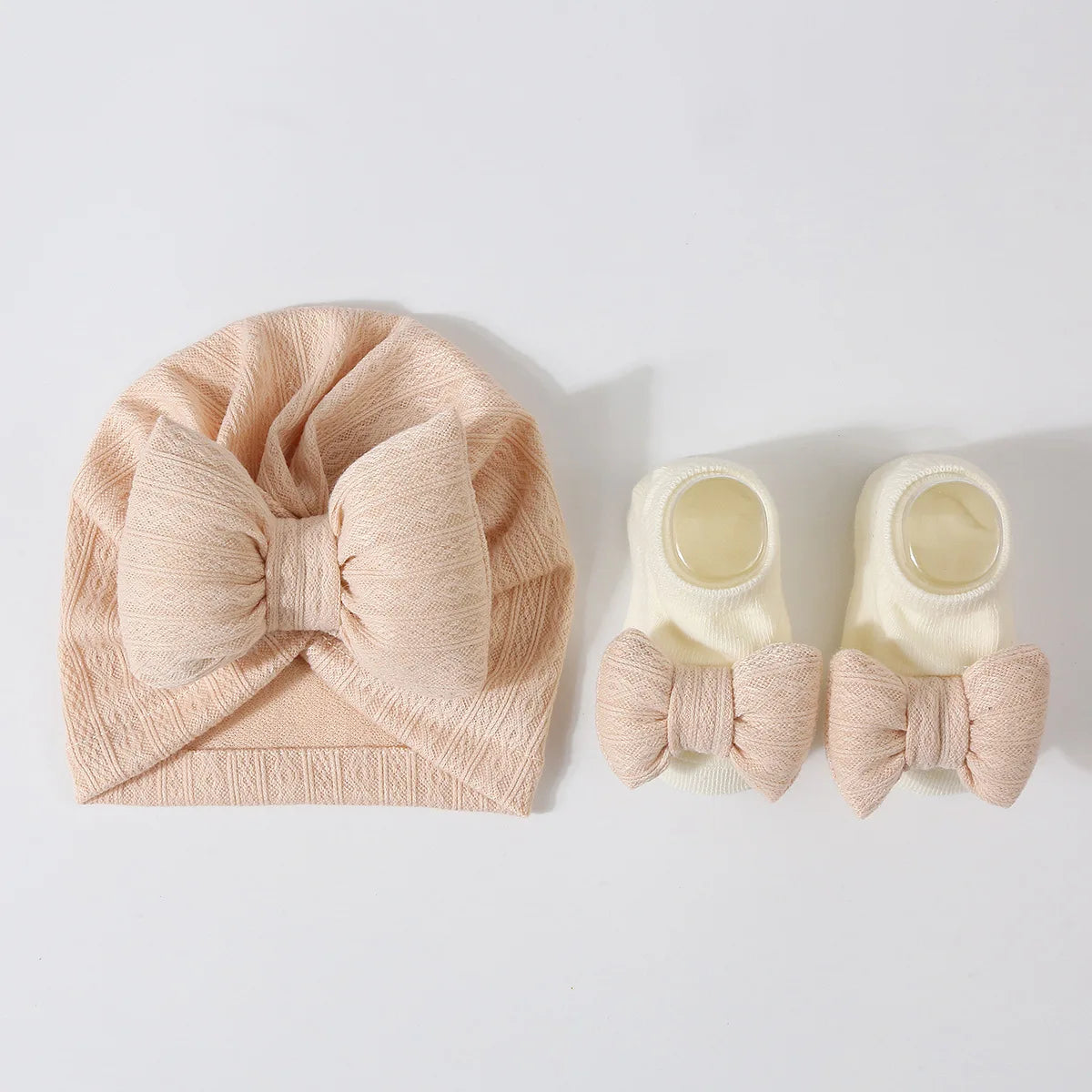 Baby Girls Hat + Socks Set 0-12M Cute Toddler Princess Socks Cotton Filled Infant Bows Cap Turban for Kids Newborn Accessories