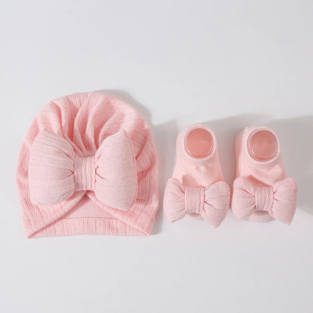 Baby Girls Hat + Socks Set 0-12M Cute Toddler Princess Socks Cotton Filled Infant Bows Cap Turban for Kids Newborn Accessories