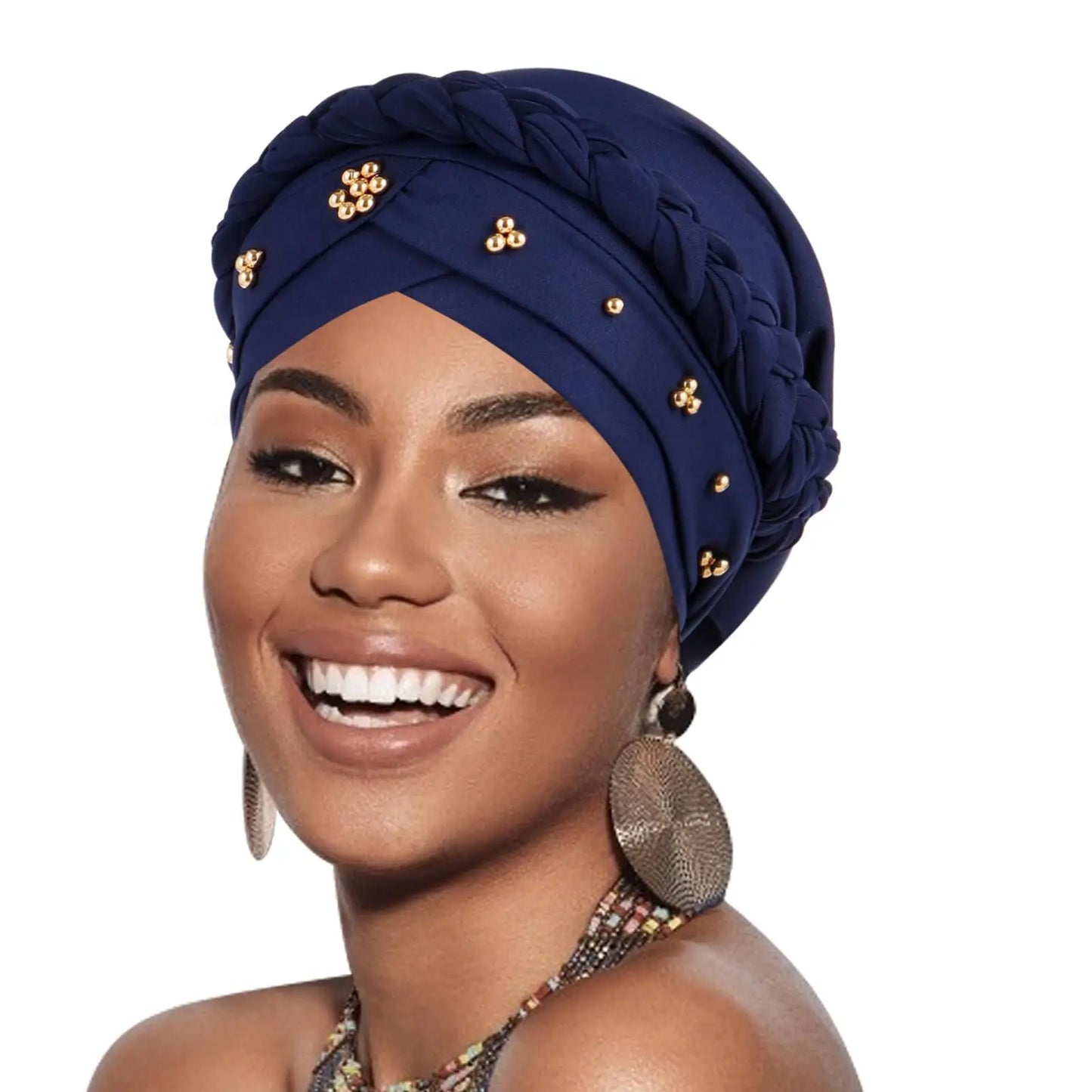 2024 New Pre-Tied Twisted Hijab Turban Hat for Women African Head Scarf Beanie Cancer Chemo Headwear Cap Head Wraps Women