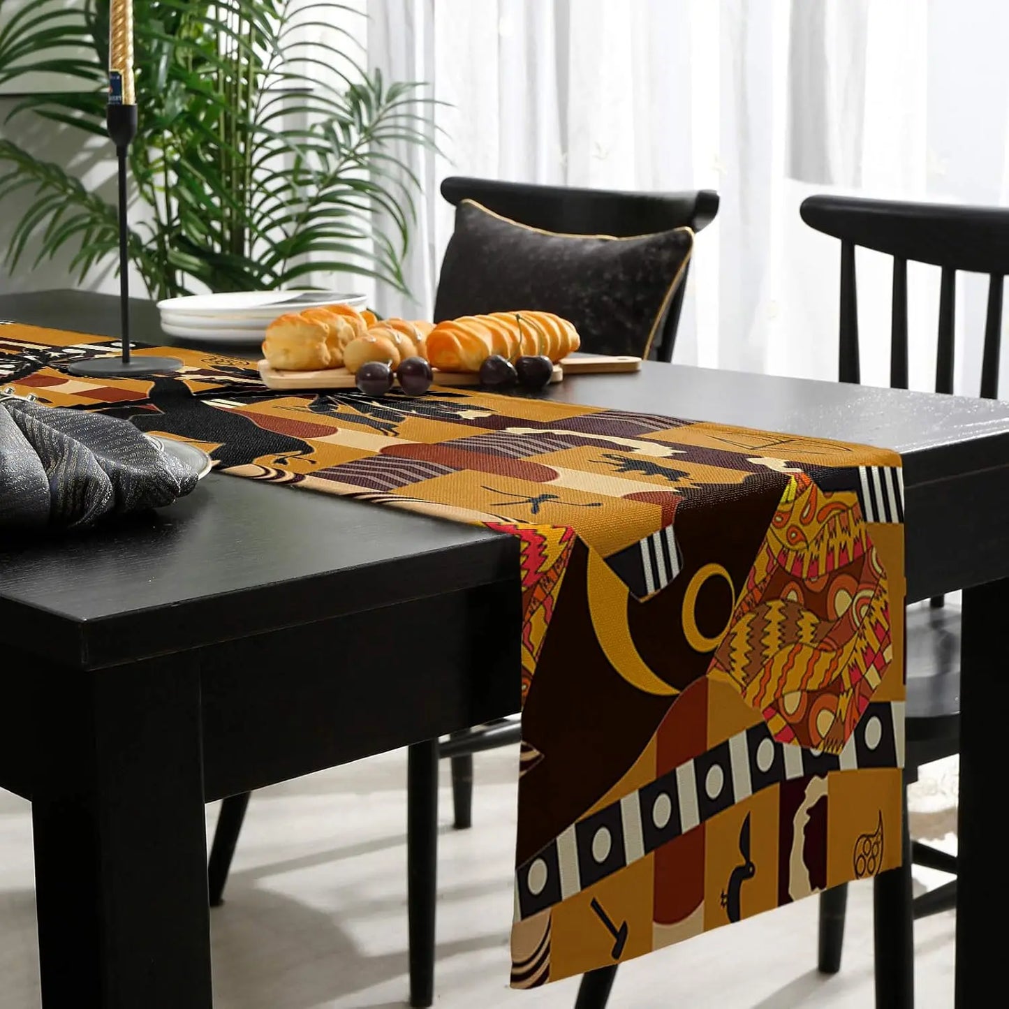 African Black Woman Linen Table Runners Dresser Scarves Decor Elephant Giraffe Kitchen Dining Table Runner Party Decorations