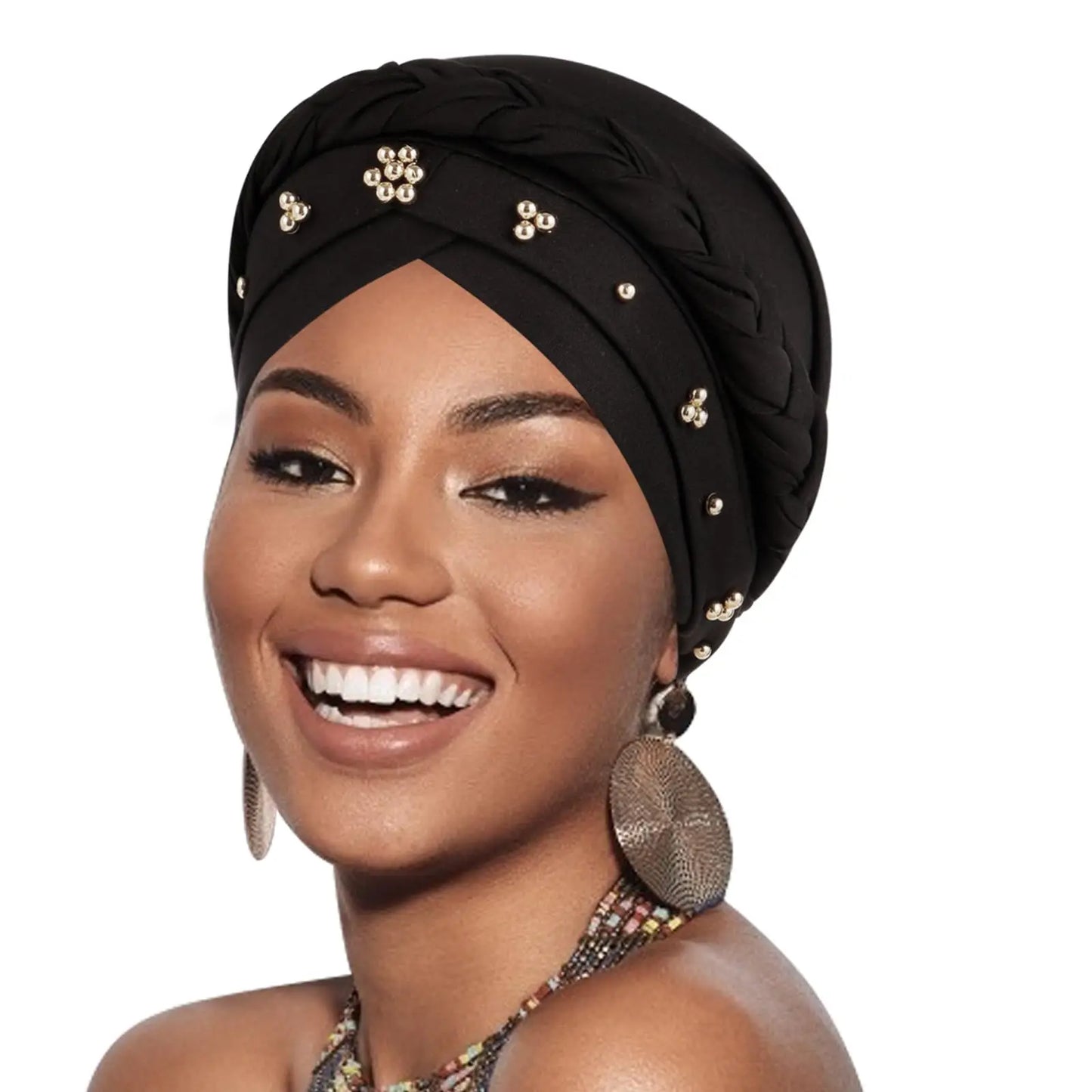 2024 New Pre-Tied Twisted Hijab Turban Hat for Women African Head Scarf Beanie Cancer Chemo Headwear Cap Head Wraps Women