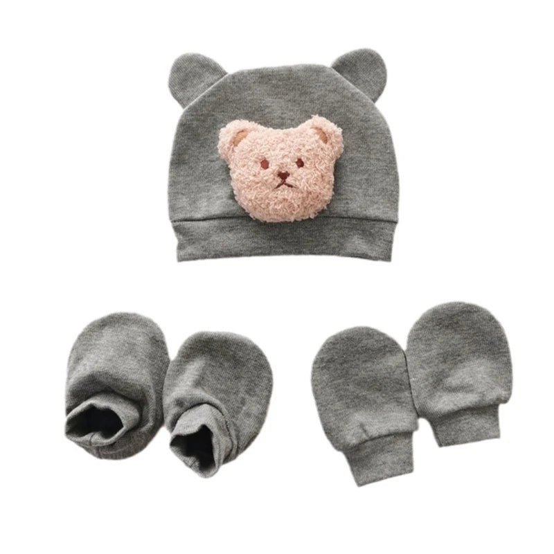 Infant Fashion Accessories Warm Hat Anti-Scratch Gloves Socks Set for Newborns