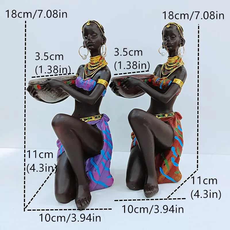 Candle Holder Candlesticks For Candles Resin Candleholder Statue Sculptures Dining Table Decorations Living Room African Women