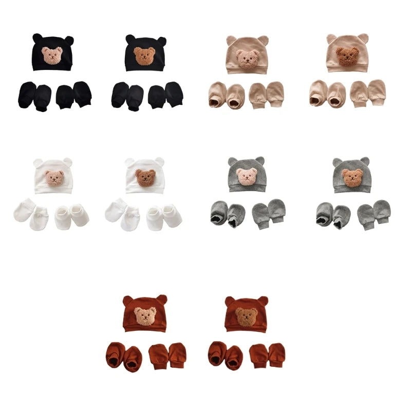 Infant Fashion Accessories Warm Hat Anti-Scratch Gloves Socks Set for Newborns