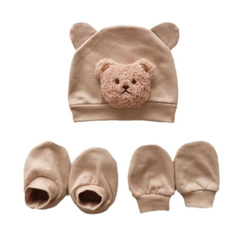 Infant Fashion Accessories Warm Hat Anti-Scratch Gloves Socks Set for Newborns