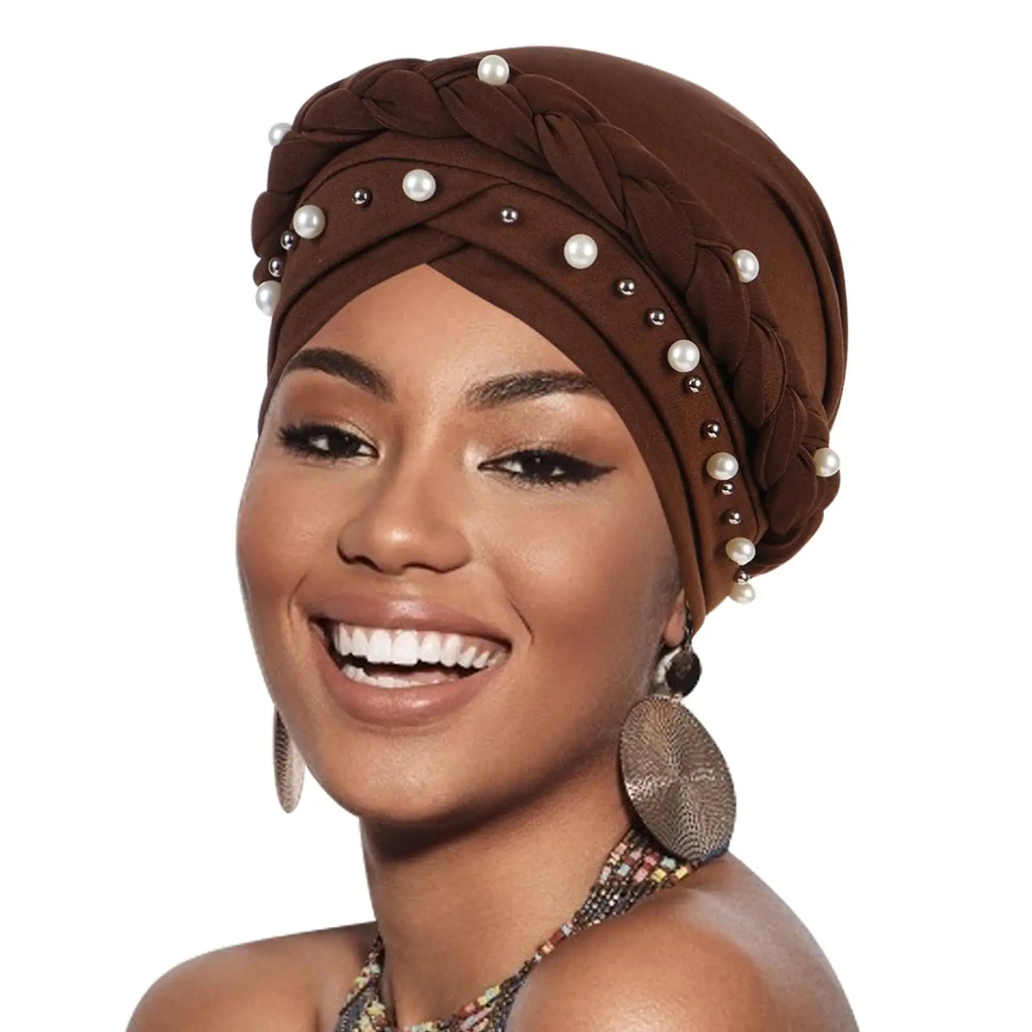 2024 New Pre-Tied Twisted Hijab Turban Hat for Women African Head Scarf Beanie Cancer Chemo Headwear Cap Head Wraps Women